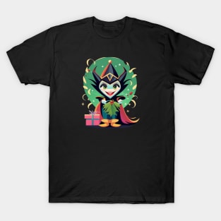 Christmas Super Hero Bad Witch Stylized Cartoon. T-Shirt